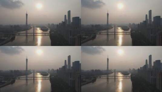 夕阳下的广州高清在线视频素材下载
