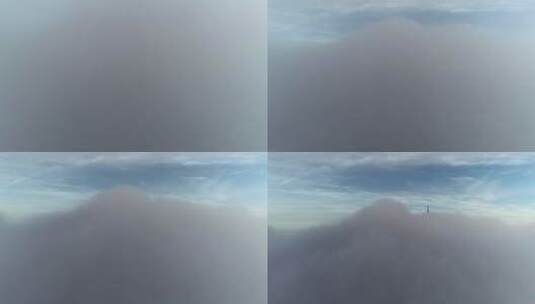 航拍穿越发射塔云层高清在线视频素材下载