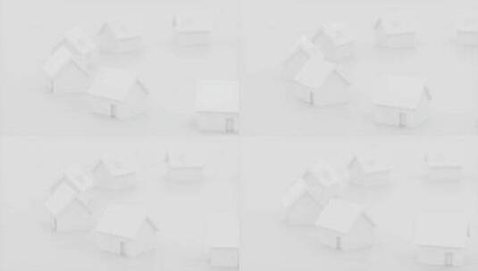 白色简约小屋模型环绕的红色小屋模型高清在线视频素材下载