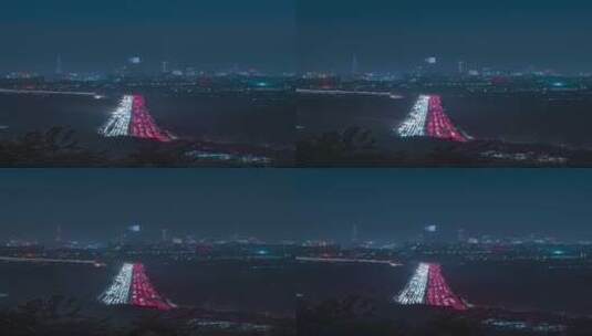 广州火炉山下城市公路繁忙车流灯光夜景延时高清在线视频素材下载