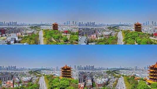 武汉黄鹤楼地标建筑城市天际线高清在线视频素材下载