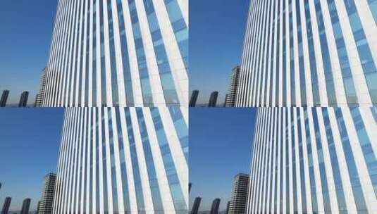 航拍无锡太湖新城商业街玻璃幕墙建筑高清在线视频素材下载