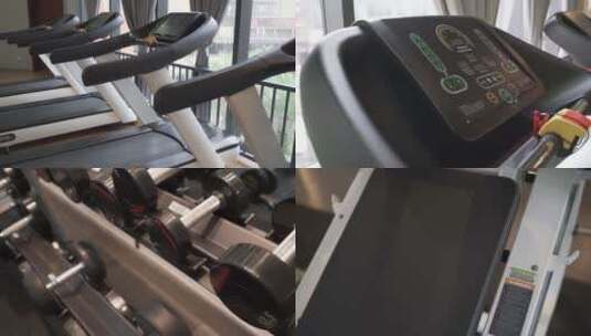 健身房器材运动健康有氧哑铃高清在线视频素材下载