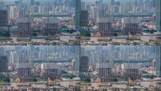 8K广州之窗地标工程工地光影延时高清在线视频素材下载