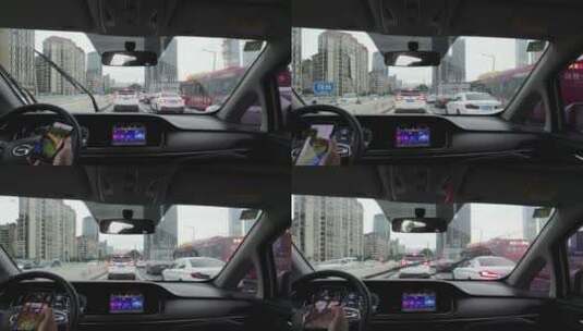 2022广州驾驶汽车行驶公路上 珠江新城高清在线视频素材下载