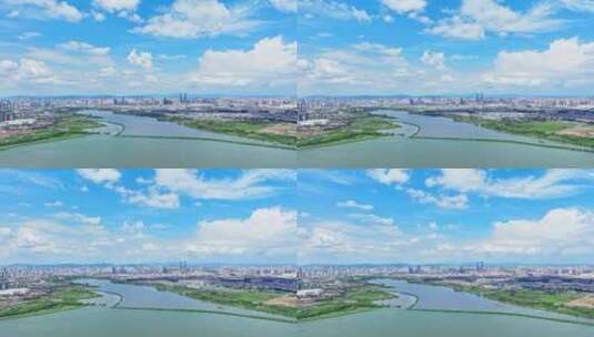 蓝天白云下的昆明城市风光延时高清在线视频素材下载