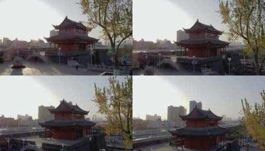 武汉武昌起义门城市古建筑城楼航拍高清在线视频素材下载