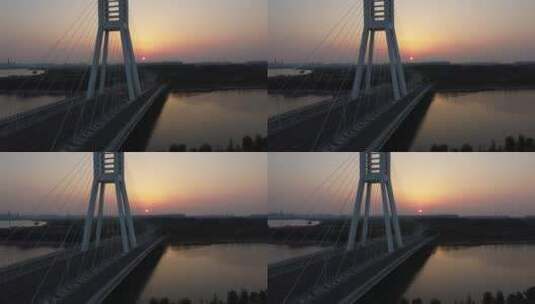 夕阳大桥高清在线视频素材下载