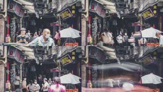 广州城中村巷子延时摄影高清在线视频素材下载