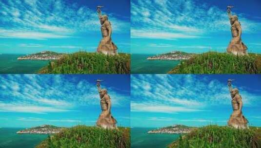 东极岛财伯公雕塑高清在线视频素材下载