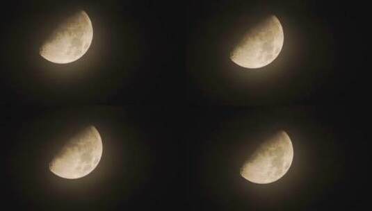 4K月亮延时残月落下月光月球坑高清在线视频素材下载