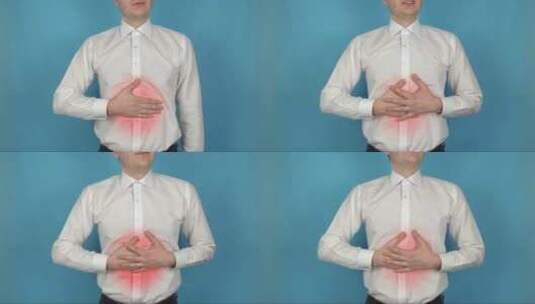 男人的胃或腹部疼痛高清在线视频素材下载