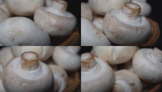 口蘑白蘑菇食材氨基酸高清在线视频素材下载