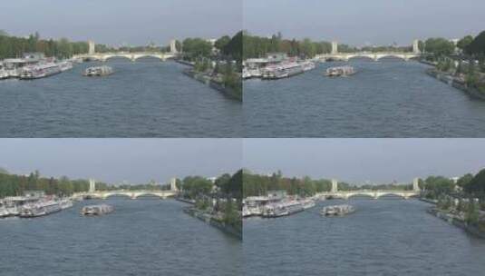 旅游船穿过桥梁高清在线视频素材下载