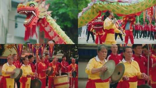【4k】舞龙舞狮中国民间传统文化高清在线视频素材下载