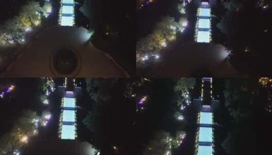 百色起义纪念馆夜景航拍高清在线视频素材下载