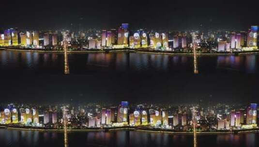 湖南长沙城市夜航拍高清在线视频素材下载