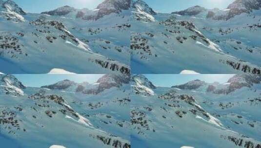 艳阳下雪山景色移轴拍摄高清在线视频素材下载