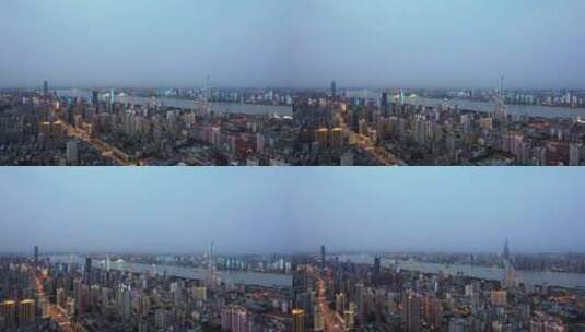 航拍武汉城市夜景江景灯光秀高清在线视频素材下载