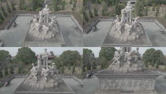 航拍：抗美援朝纪念雕塑近景高清在线视频素材下载