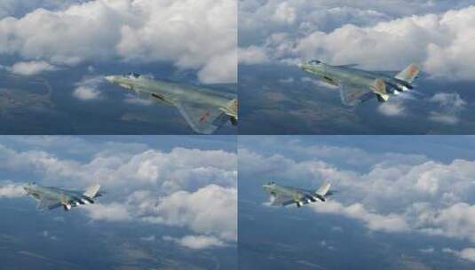 歼20战斗机A 飞机穿过云层高清在线视频素材下载