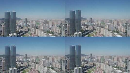 4k 航拍江苏无锡市中心摩天大楼高清在线视频素材下载