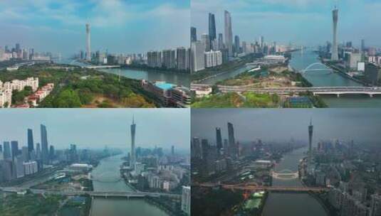 广州二沙岛珠江新城建筑风光航拍2022新高清在线视频素材下载