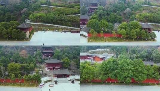 广元皇泽寺景区航拍风景高清在线视频素材下载