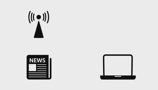 媒体电视和电信业务动画图标集麦克风电池日历笔记本电脑和相机可在4k超高清FullHD和HD3d视频动画素材高清在线视频素材下载