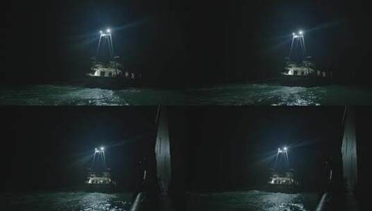 4kl1广东雷州渔船海上行驶夜景高清在线视频素材下载