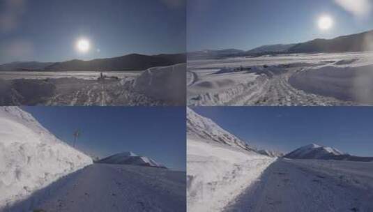 新疆和木村冬季雪景高清在线视频素材下载