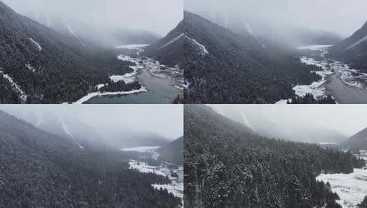 航拍西藏雪山 冰川 冰雪森林 河流高清在线视频素材下载