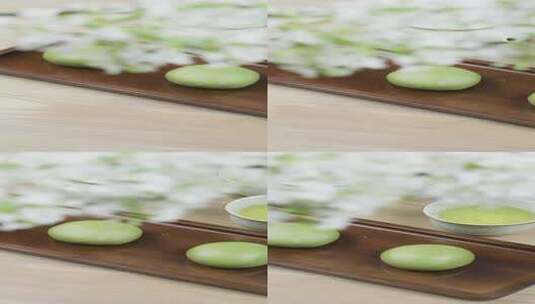 清明节品茶吃青团包青团高清在线视频素材下载