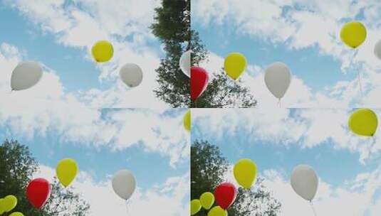 飘在空中的彩色气球高清在线视频素材下载