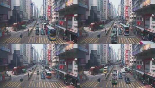 香港双层观光巴士车窗外街景高清在线视频素材下载