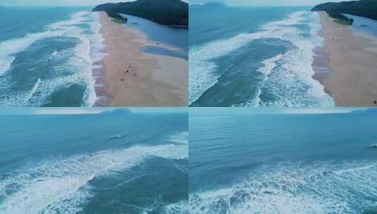 海南省万宁市神州半岛阴天海岸线海浪航拍高清在线视频素材下载