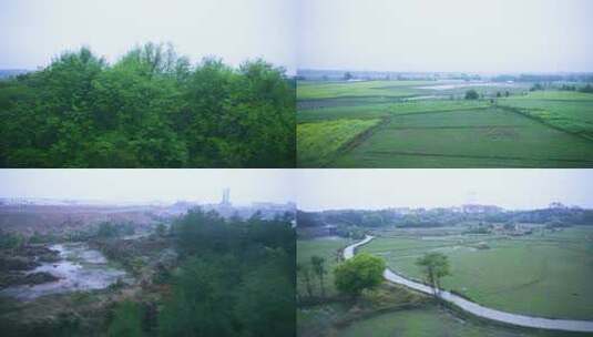 高铁车窗外的春天农田耕地4k视频素材高清在线视频素材下载
