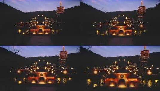 浙江省温州市景山公园护国寺夜景高清在线视频素材下载