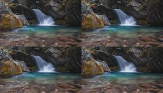 秋季溪流慢门延时摄影高清在线视频素材下载