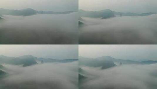 江南山峰山峦晨曦云海丽水缙云仙都航拍高清在线视频素材下载