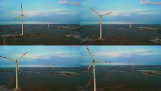 风力发电风车新能源航拍高清在线视频素材下载