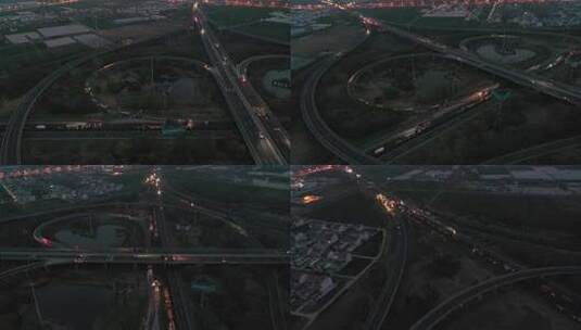 高速公路夜间施工高清在线视频素材下载