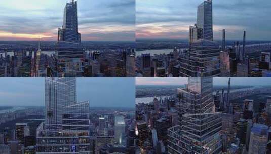 城市航拍范德比尔特一号夜景纽约摩天大楼高清在线视频素材下载
