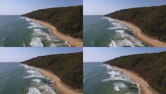 航拍海滩的景色高清在线视频素材下载