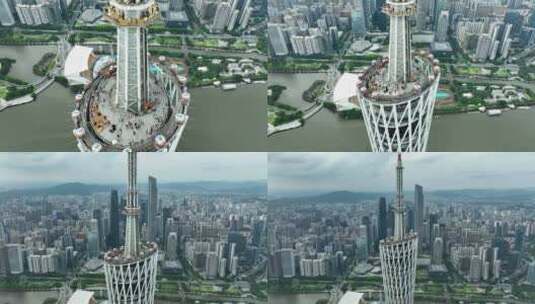 空中俯瞰广州天河中心高清在线视频素材下载