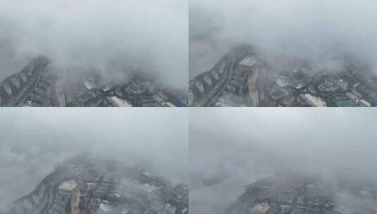 航拍福建福州仓山区高空云雾风光美景高清在线视频素材下载