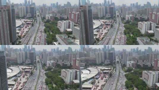 广州黄埔大道交通航拍高清在线视频素材下载