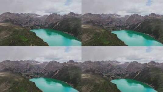 川西巴塘姊妹湖雪山草原湖泊航拍风光高清在线视频素材下载