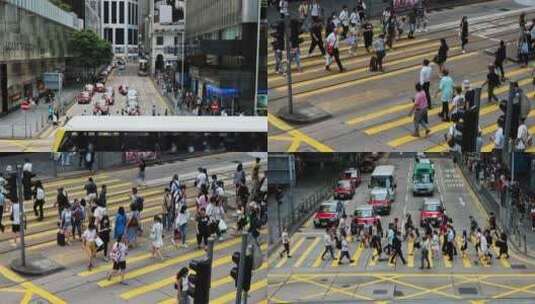 香港街头车流人流高清在线视频素材下载