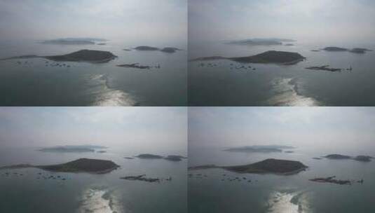 烟台长岛海边沙滩渔船航拍高清在线视频素材下载